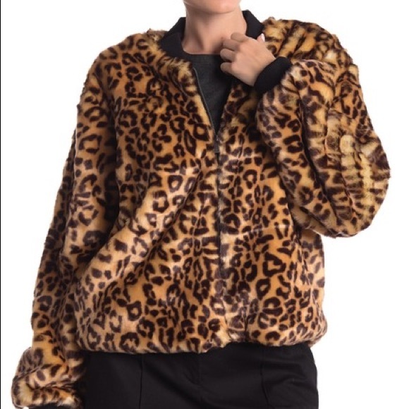 splendid leopard faux fur jacket